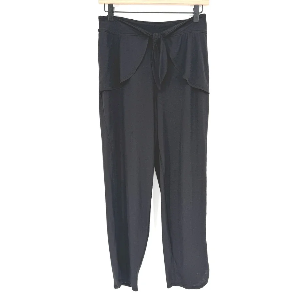 Free People FP Movement Pants Women XS Black Tie Front Split Hem Yoga Athleisure